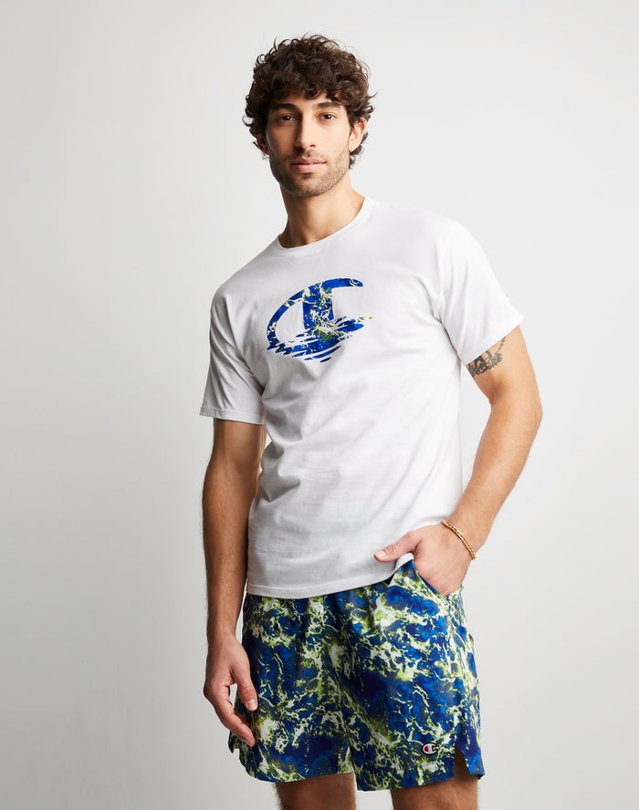 Champion Classic Graphic Chasing Waves Erkek Tişört Beyaz ( TPJHUC839 )